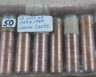1959 & 1960 Lincoln Pennies - 10 Rolls