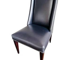 34 ModernBlackLeatherDiningChairwNailheadTrimMadeinUSA