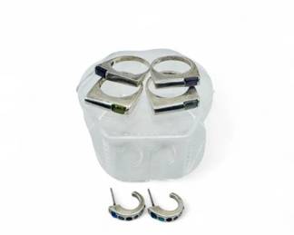 127 SterlingRingsEarringswSemiPreciousGemstones1529g