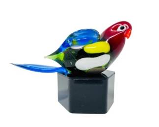 23 5ArtGlassTropicalParrotBirdFigurineMulticolor
