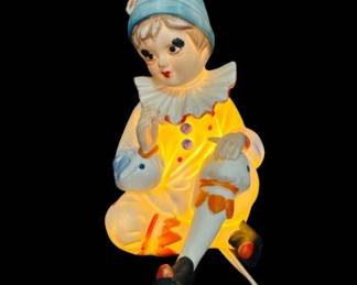 42 VintagePorcelainChildClownNightLightLamp