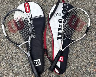 68 PairofWilsonTennisRacketswCoversOversizeCarbonMatrix