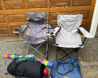 69 CampingGearLotChairsTentFishingRodAirMattressMore