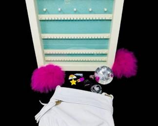 46 RosenthalCrystalPaperweightLeatherBagJewelryOrganizerLot