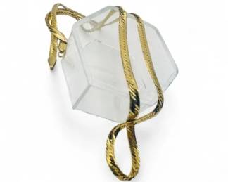 118 14KItalyChunkyHerringboneFlatGoldChainNecklace1425g