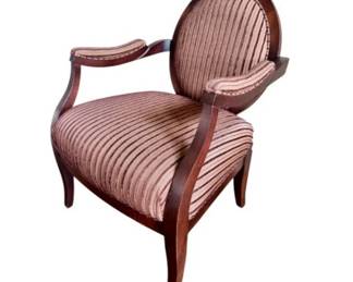 7 StripedUpholsteredAccentChairWoodFrameVintageFinish