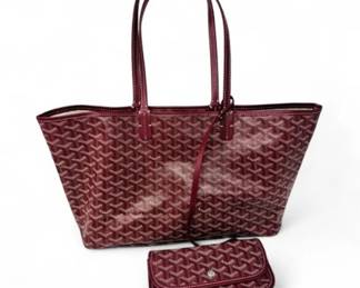 61 FauxGoyardStLouisToteBagwPouchBurgundy