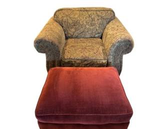 40 RedVelvetOttomanmileJacquesRuhlmannStyleArmchair