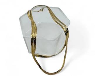 123 14KItalyFlatHerringboneGoldChainNecklace493g