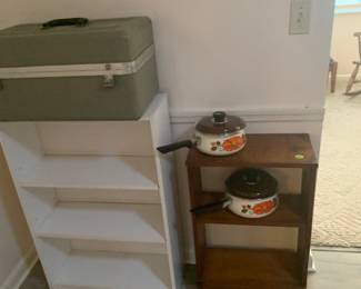 Shelves are for sale. Vintage Sanyo cookware
