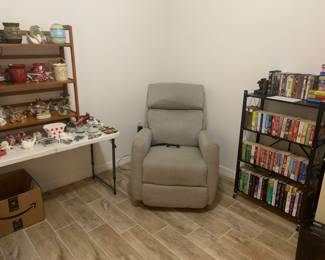 Recliner, books,