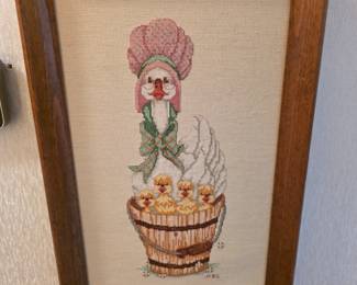 Suzy's Zoo Mother Goose Completed Cross Stitch Framed Vintage Needlework