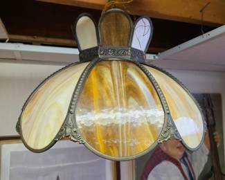 Antique hanging slag glass lamp. Beautiful!