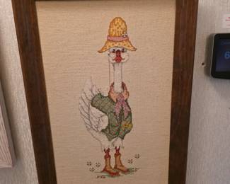 Suzy's Zoo Mother Goose Completed Cross Stitch Framed Vintage Needlework