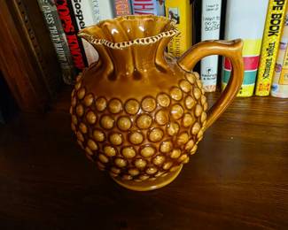 Vintage Inarco Japan Caramel Brown Hobnail Ceramic Pitcher