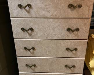 Chest matches 2 bedside tables and queen bed