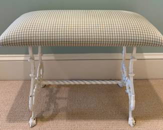 Upholstered Bench with Iron Base