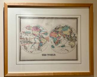 "The World," Hand Colored Map Circa 1873