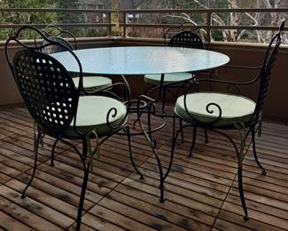 Wrought Iron Patio Set with 4 Armchairs