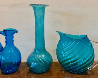 Art Glass Vase & Pitchers