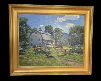 Tom M. Nicholas Oil on Canvas Framed Art "The Farm"