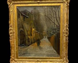 "Montmartre" Oil on Canvas Framed Antique Art by Ivan Kowalski (1839-1937) Russian