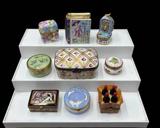 Lot of 9 - Limoges France Petit Main Hand Painted Pill & Trinket Boxes