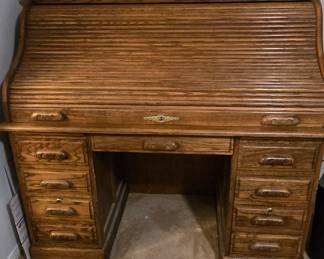 Oak Roll Top Desk