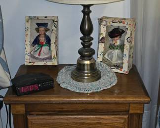2 Drawer Nightstand- Brass Lamp - Dolls