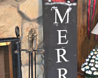 Fireplace Tools - Christmas Sign