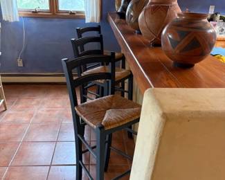 Barstools and Mata Ortiz pottery