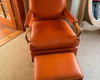 MCM leather armchair and ottoman