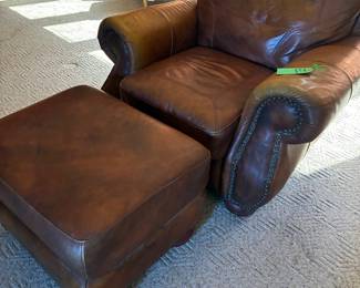 Beautiful Oversized Leather Chair & Ottoman,