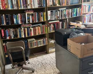 Books, bookshelf, office chair
