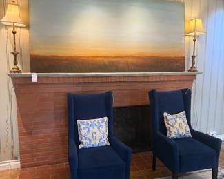 Pair of Argus’s wingback chairs in excellent condition, extra large landscape- stunning!