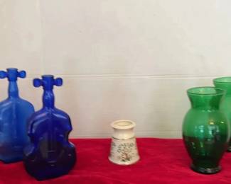 Cobalt And Green Vases