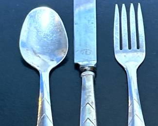 1930s Art Deco sterling silver youth set by Webster