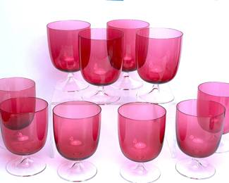 Antique hand blown cranberry glass footed tumblers