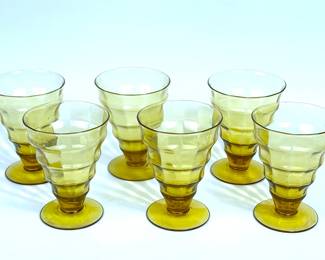 Art Deco 1930s footed tumblers in amber