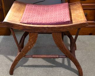 Antique Tiger Oak Stool