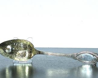 Antique sterling silver serving spoon design by John Polhamus in the late 1860s and sold through retailer, Ford & Tupper.