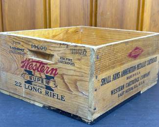 Old Western Super X 22 Long Rifle wooden crate