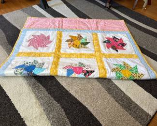 Patchwork Quilt with Floral Design