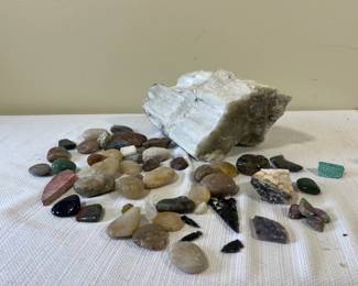 Assorted Gemstones and Mineral Specimen & Arrowheads