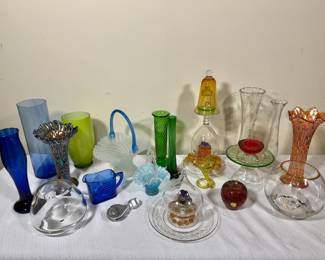Assorted Colored Glassware Collection