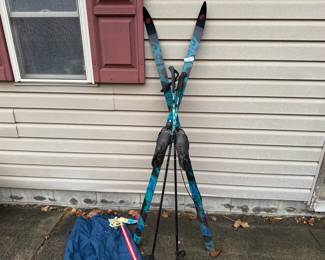 Complete Cross Country Ski Set with Vintage Snow Pants