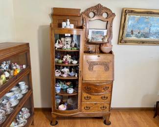 Antique Curved Glass Secretary