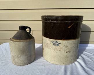 Antique Stoneware (6 gallon) Crock and Jug