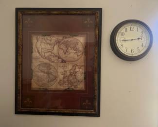 Framed Antique World Map