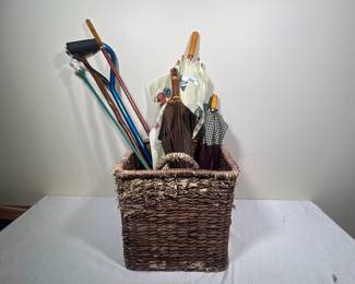 Wicker Basket with Canes & Umbrellas